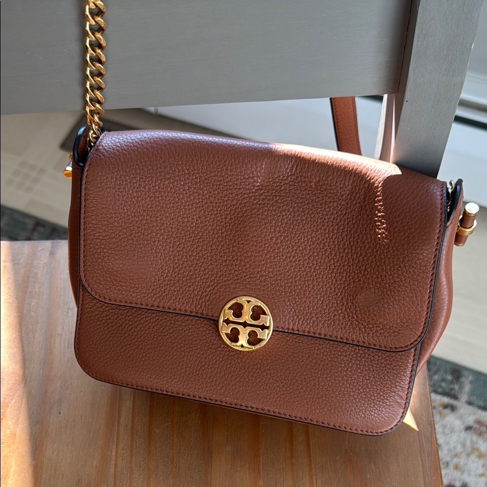 Tory Burch Tan Crossbody Bag with Gold Accents